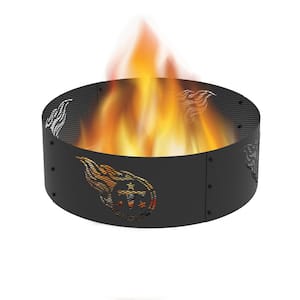 Decorative NFL 36 in. x 12 in. Round Steel Wood Fire Pit Ring - Tennessee Titans