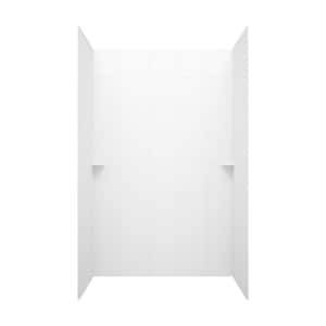 36 in. x 36 in. x 96 in. 3-Piece Solid Surface Square Tile Easy Up Adhesive Alcove Shower Surround in White