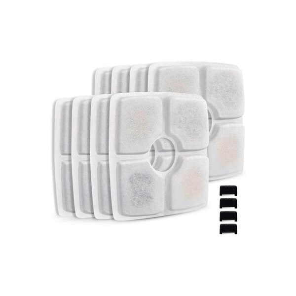 KIWDZFU Triple Filtration System Replacement Cat Water Fountain Filters for Square 84oz Automatic Pet Fountain 8-Pack