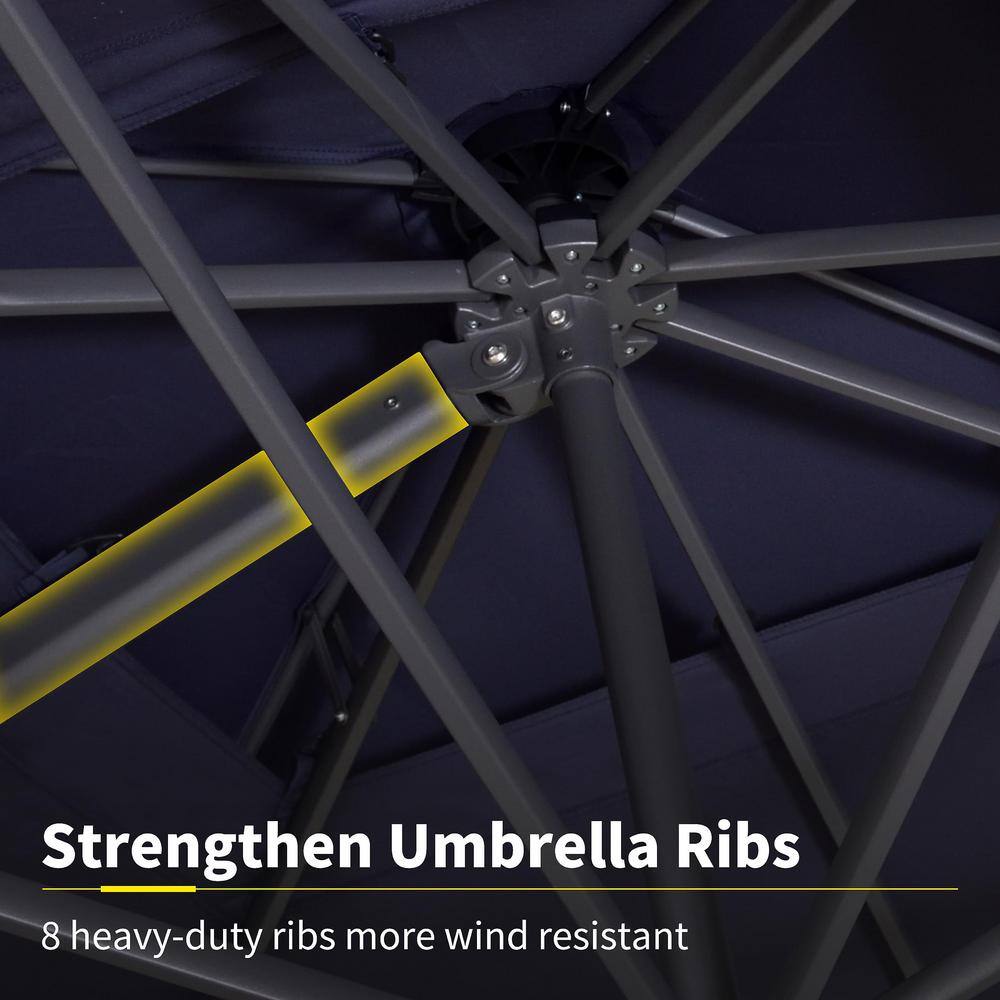 Navy Blue Rectangular Cantilever Patio Umbrella with Aluminum Pole