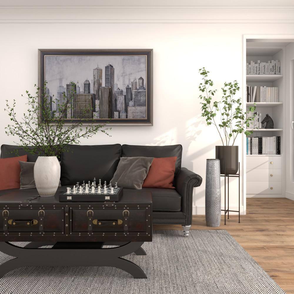 Elegant 30" Metallic Gray Ceramic Floor Vase with Modern Textures