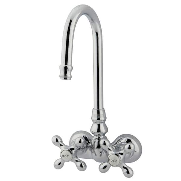 Kingston Brass Vintage 2-Handle Wall-Mount Claw Foot Tub Faucet in Polished Chrome