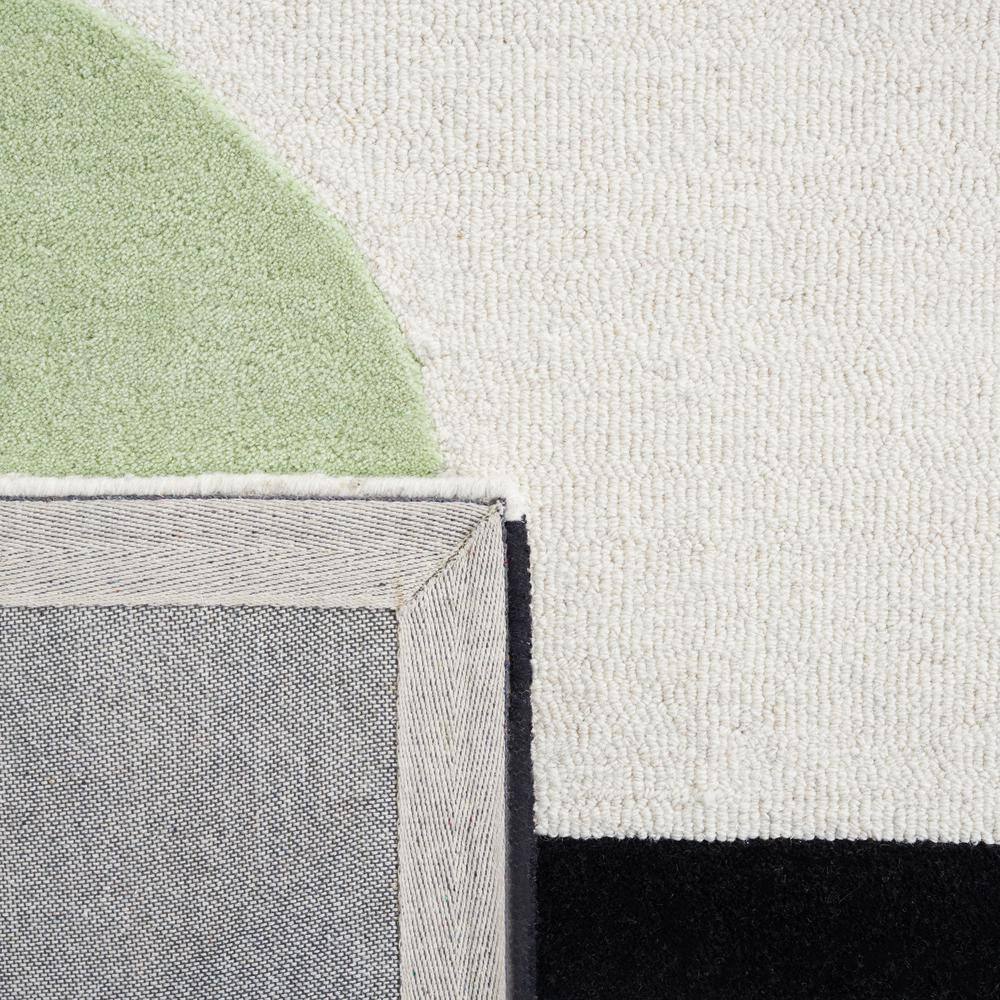 Green and Black Geometric Hand-Tufted Wool Area Rug 4' x 6'