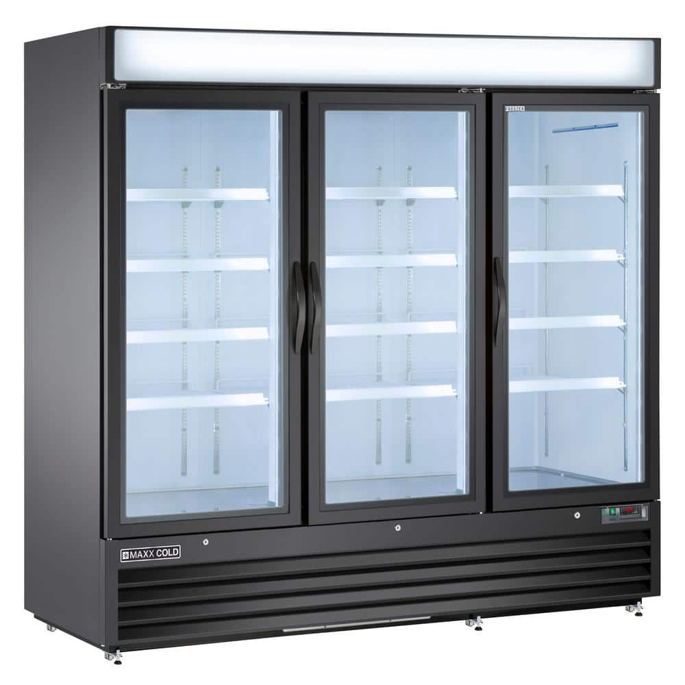 Maxx Cold 81 in. Triple Glass Door Merchandiser Freezer, Automatic ...