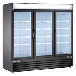 81 in. Triple Glass Door Merchandiser Freezer, Automatic Defrost Cycle, Reach-in, 72 cu. ft. Black