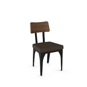 Symmetry Black Metal Dark Grey Cushion Brown Wood Dining Chair (Set of 2)