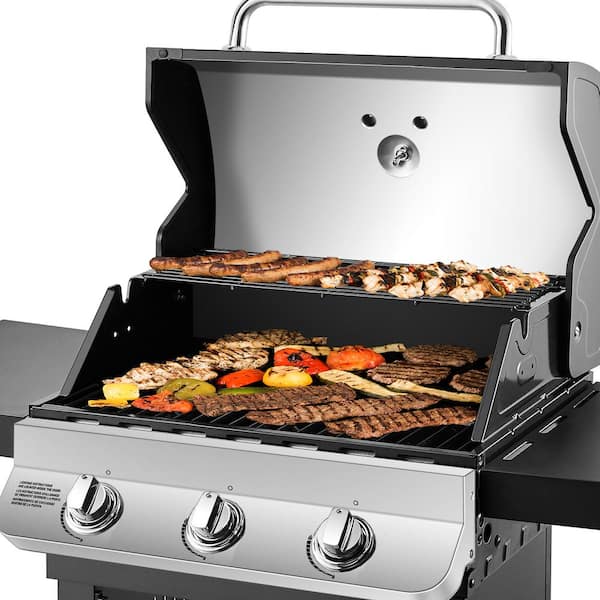 Dyna-Glo DGP397SNP-D Premier 3-Burner Propane Gas Grill in Stainless Steel with Folding Side Tables - 2