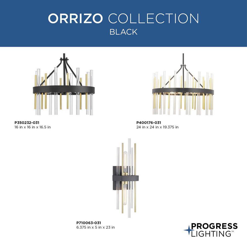 Orrizo 16" Black and Gold Semi-Flush Mount Light