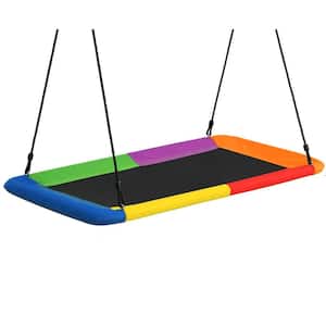 60 in. Colorful Kids Giant Tree Rectangle Swing 700 lbs w/Adjustable Hanging Ropes