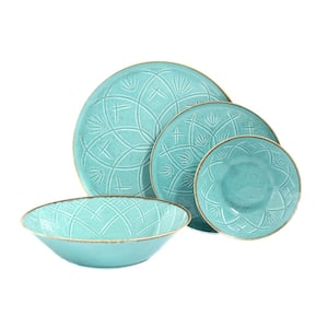 Christina Seasons 4 Piece Turquoise Porcelain Dinnerware Place Setting (Serving Set for 1)
