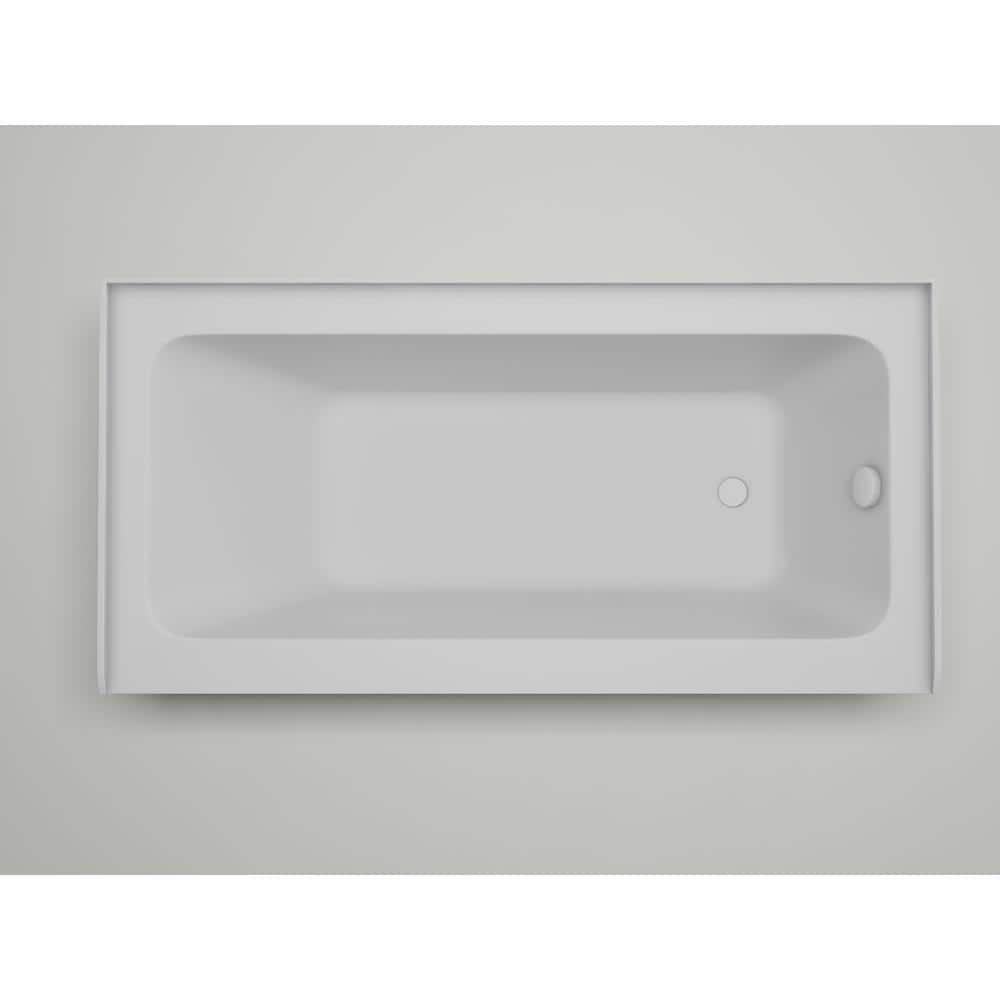 Pure White Acrylic Alcove Skirt Soaking Bathtub with Right Drain