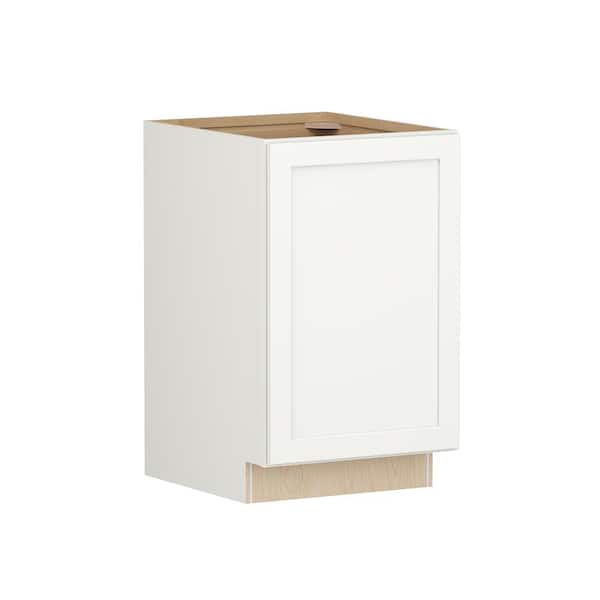 SIMPLY WOODMARK PRO Shaker Full Overlay 15 in. W. x 24 in. D x 34.5 in. H Plywood Assembled Full Height Base Kitchen Cabinet in Linen White