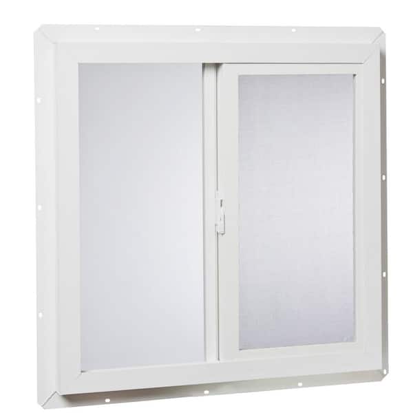 TAFCO WINDOWS 23.5 in. x 23.5 in. 10001 Left-Hand Utility Single Glass Sliding Vinyl Window - White