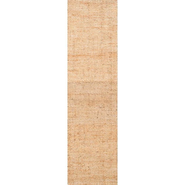 nuLOOM Hailey Farmhouse Solid Jute Tan 3 ft. x 10 ft. Runner Rug