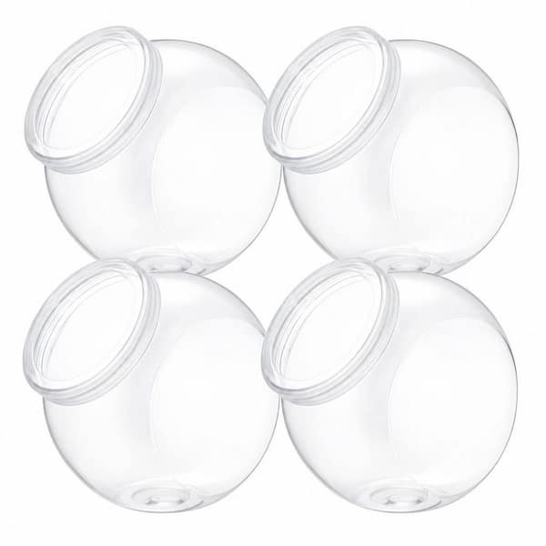 60 oz. Large Capacity Clear Plastic, 4 Piece, Easy Clean Storage, Candy Jar Set for Countertop Snacks and Candy Buffet
