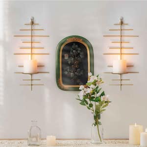 Gold Metal Candle Sconce Holder, Hanging Wall Mounted Candle Sconces Holder (Set of 2)