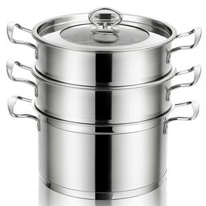 5.2 qt. Stainless Steel Soup Pot with 2-tier 2.3 qt. Steamer Inserts and Lid