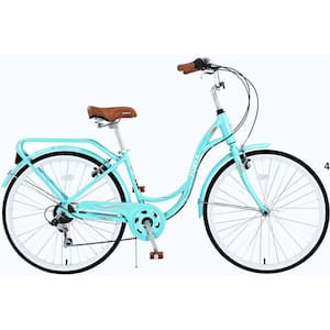 26 in. 7 Speed, Steel Frame, Outdoor Ladies Bicycle in Cyan