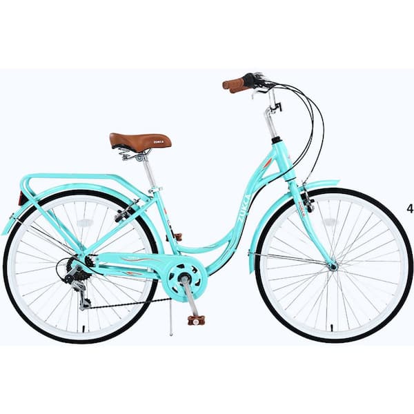 Zeus & Ruta 26 in. 7 Speed, Steel Frame, Outdoor Ladies Bicycle in Cyan