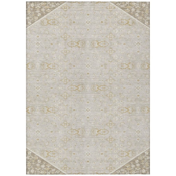 Chantille Machine Washable Indoor/Outdoor Abstract ACN3050 Linen 10 ft. x 14 ft. Area Rug