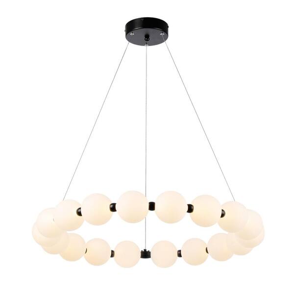 Unbranded Ameed 18-Light Ring Orbit Integrated LED Black Chandelier