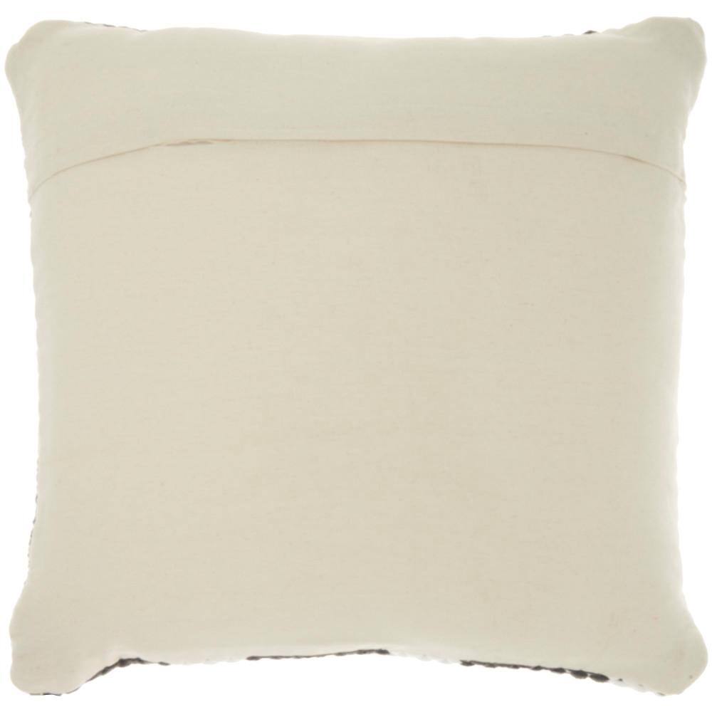 Charcoal and Ivory Cotton Geometric 20" Square Throw Pillow