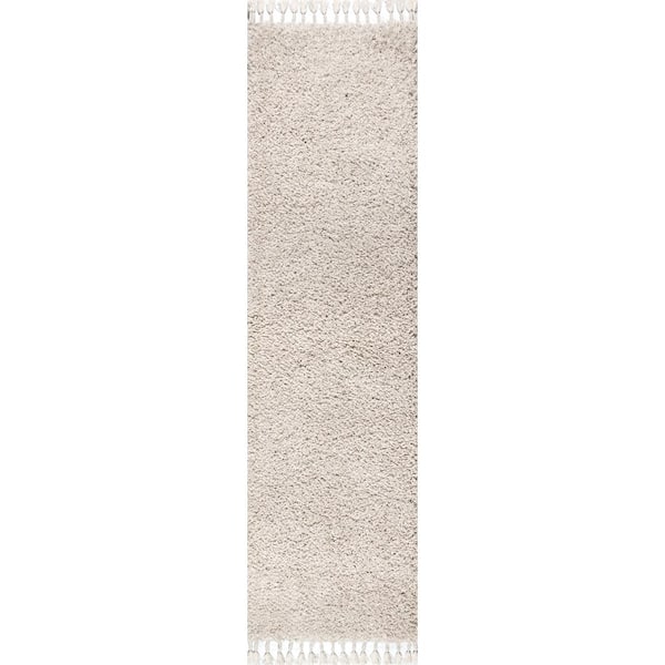 Mercer Shag Plush Tassel Cream 2 ft. x 8 ft. Runner Rug