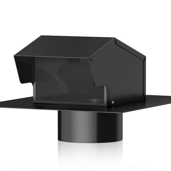 10 in. Removable Roof Vents, Galvanized Steel Roof Exhaust Vent for Ventilation System-with Damper Black (1-Pack)