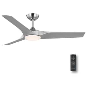 Gossamer 52 in. Integrated LED Indoor Brushed Nickel Ceiling Fan with Remote Control and White Color Changing Light Kit