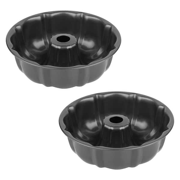 2-Pack 9.5 in. Non-Stick Cake Pan, Heavy Duty Carbon Steel Buntz Pound Cake Pan Mold for Jello, Gelatin, Chocoflan, Flan