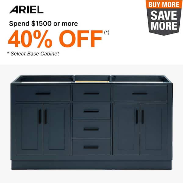 ARIEL Hepburn 60 in. Freestanding Bathroom Vanity Cabinet without