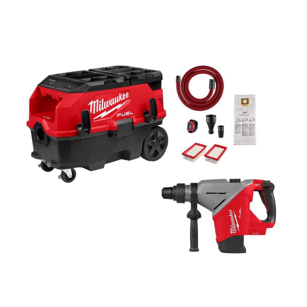 Milwaukee M18 FUEL PACKOUT 9 Gal. Extractor w/ VACLINK with M18 FUEL 18V 1-3/4 in. SDS-Max Rotary Hammer (Tool-Only)