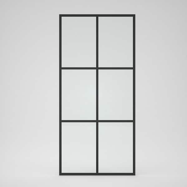 niveal Zen 34 in. W x 72 in. H Fixed Framed Shower Door in Matte Black Finish with Patterned Glass