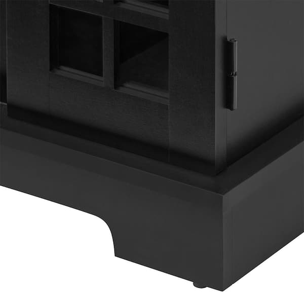 StyleWell Canteridge 47 in. W Freestanding Media Console Electric Fireplace TV Stand in Black with Clear Lake Oak Top
