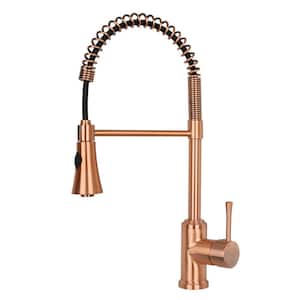 4 in. Centerset Single-Handle Pre-Rinse Spring Pull Down Sprayer Kitchen Faucet in Copper