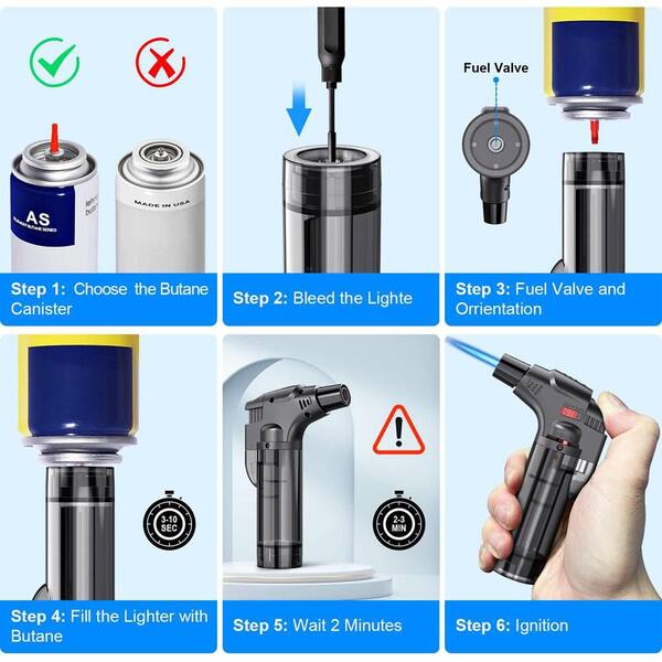 SenQWFa 4.6 in. Black Windproof Jet Flame Camp Torch Lighter SenQWFa 4.6 in. Black Windproof Jet Flame Camp Torch Lighter