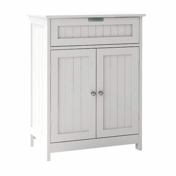 Amucolo 23.62 in. W x 12.99 in. D x 31.15 in. H White Freestanding Bathroom Linen Cabinet with 2 Doors and 1 Drawer
