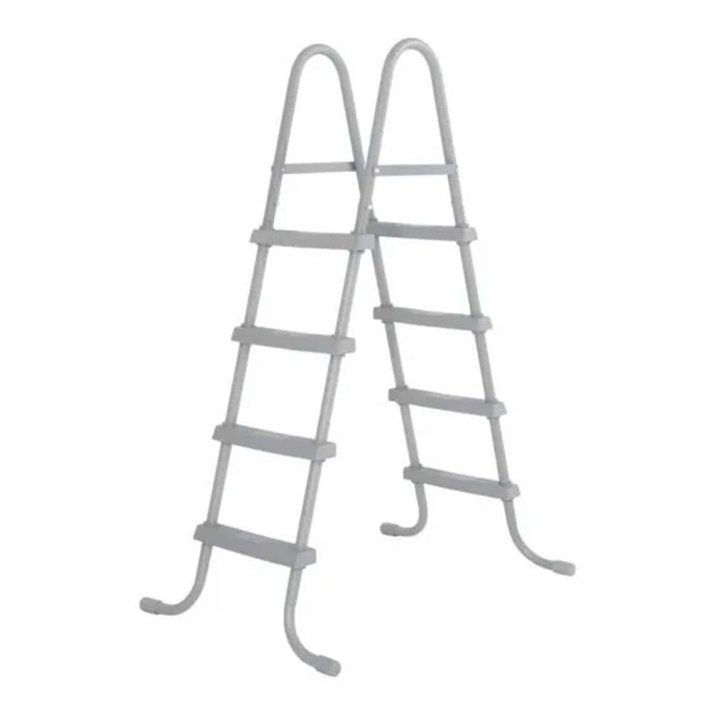 31 ft Gray Rectangular Metal Frame Above Ground Pool Set with Pump and Ladder