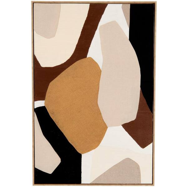 Litton Lane 1-Panel Geometric Abstract Overlapping Circle Wall Art with Cream Accents 48 in. x 32 in.