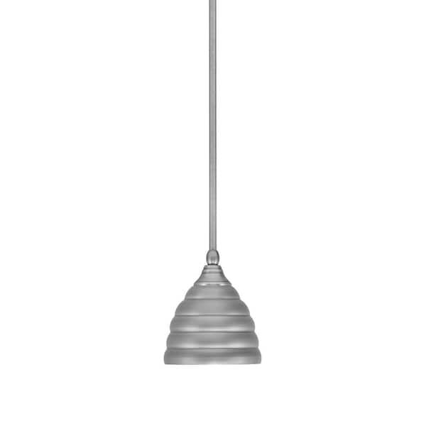 Unbranded Sparta 100-Watt 1-Light Brushed Nickel Shaded Pendant Light Mini Pendant with Nickel Metal Shade and No Bulb Included