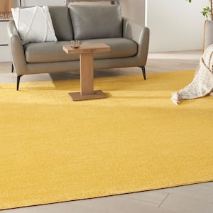 Essentials 9 ft. x 9 ft. Yellow Square Solid Contemporary Indoor/Outdoor Patio Area Rug