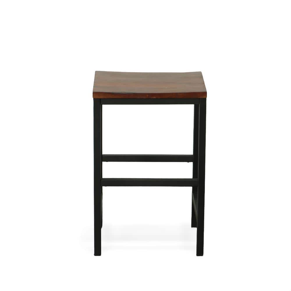 Rustic Farmhouse 24" Saddle Stool in Chestnut and Black