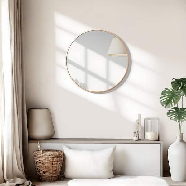 Lirago 24 in. W x 24 in. H Classic Round Accent Mirror in Gold