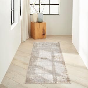 Rush Ivory/Taupe 2 ft. x 7 ft. Abstract Contemporary Runner Area Rug