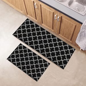Arabesque Black/Gray 20 in. x 48 in. and 20 in. x 32 in. Polypropylene Set of 2 Kitchen Mats