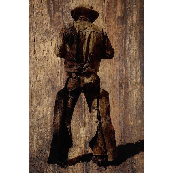 VENICE BEACH Collections Cowboy with Chaps on Wood by Grotto Studios 1 Piece Unframed Graphic Print Abstract Poster Art Print 24 in. x 36 in.