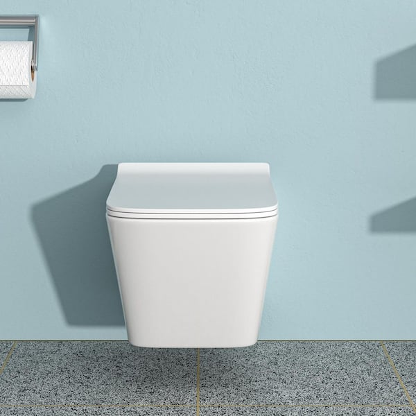 7.08 in. Square Wall Hung Toilet Bowl Only in White