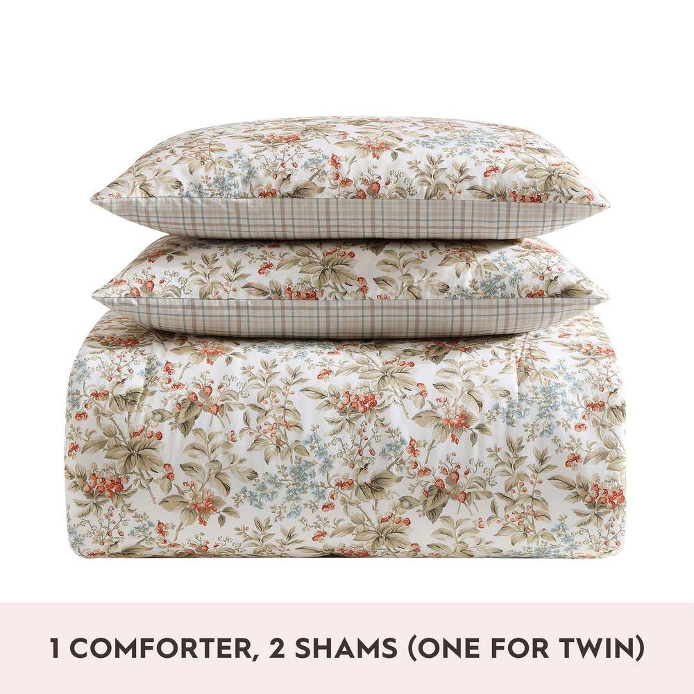 Full Red Cotton Reversible Floral Bedspread Set