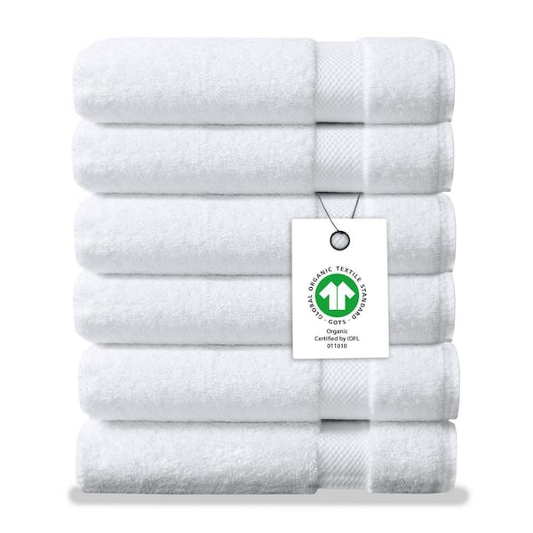 White Solid 100% Organic Cotton Luxuriously Plush Wash Cloths (Set of 6)