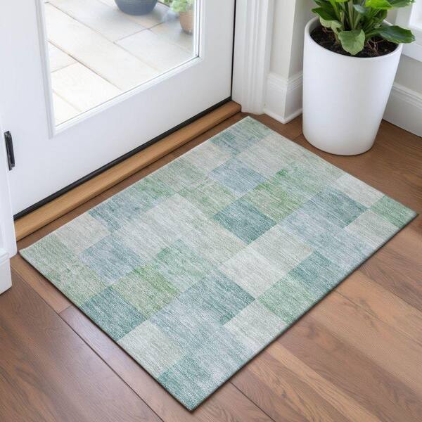 Mayfield Premium Machine Washable Abstract AMF1255 Seafoam 2 ft. x 3 ft. Area Rug